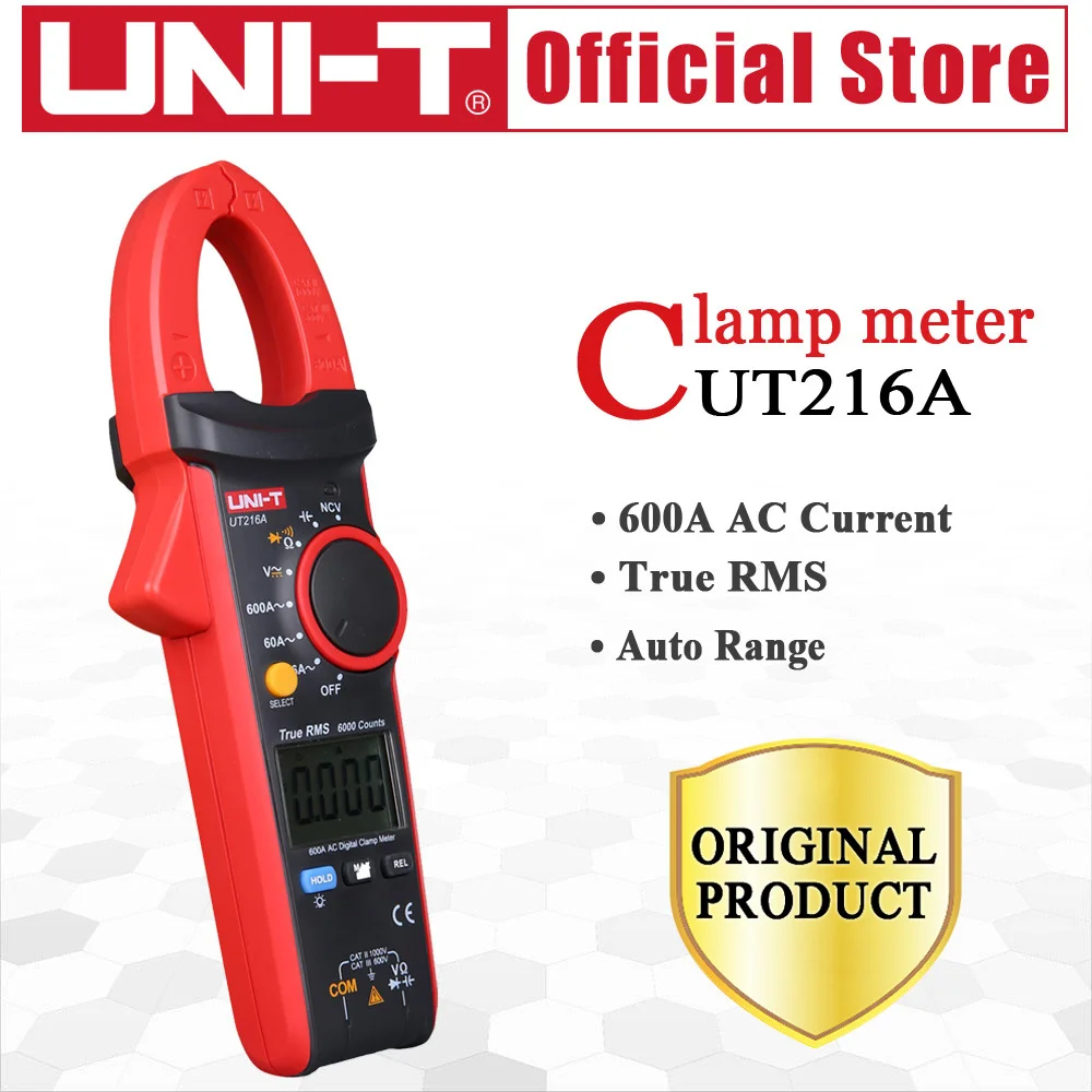 UNI-T UT216A 600A Цифровой Клещи ПОСТОЯННОГО ТОКА NCV Тестер V.F.C Диод ЖК-Дисплей Свет