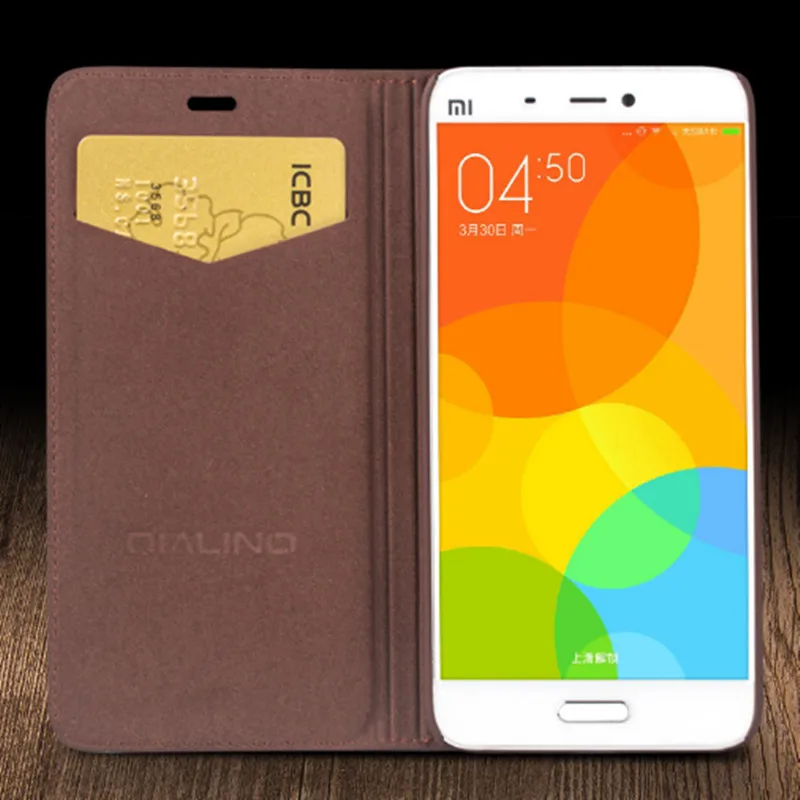 

Original QIALINO Top Quality Natural Calf Skin Genuine Leather Case Cover For Xiaomi 5 bag & case for Xiaomi Mi 5 Mi5 M5 M 5