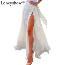 Loneyshow пикантные высокие разрез оборками этаж Длина Для женщин пояса юбка леди лето персонализированные праздник пляжные юбки