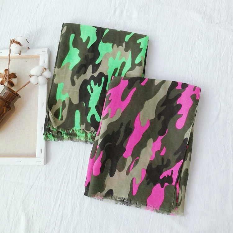 

2019 Fashion Cotton Camo Print Fringe Scarves Shawls Long Camouflage Print Wrap Scarf Hijab Muffler 2 Color Free Shipping