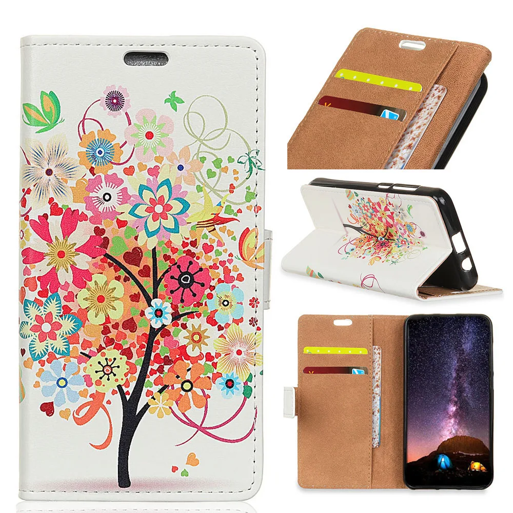 

Fruit Trees Ladybug Tiger Colored Drawing IMD PU Leather Flip Cover Stand Wallet Card Money Slots case for Motorola MOTO P40