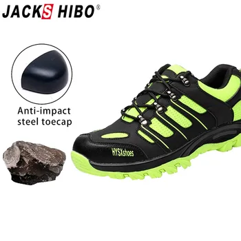 

JACKSHIBO Men Male Safety Shoes Breathable Mesh Work Shoes Outdoor Anti-smashing Security Work Boots Construction Shoes Boots