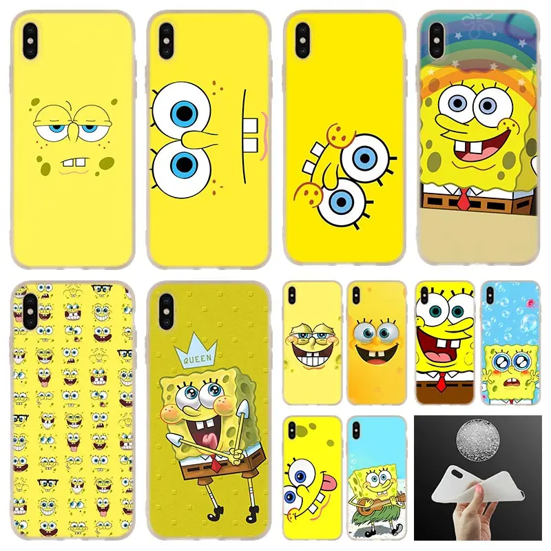 

For iphone x case Sponge Bob soft silicone Phone Case cover For iPhone 7 8 Plus XR XS Max 5.8 6.5 6.1 2019 4 5 5S SE 6 6s case