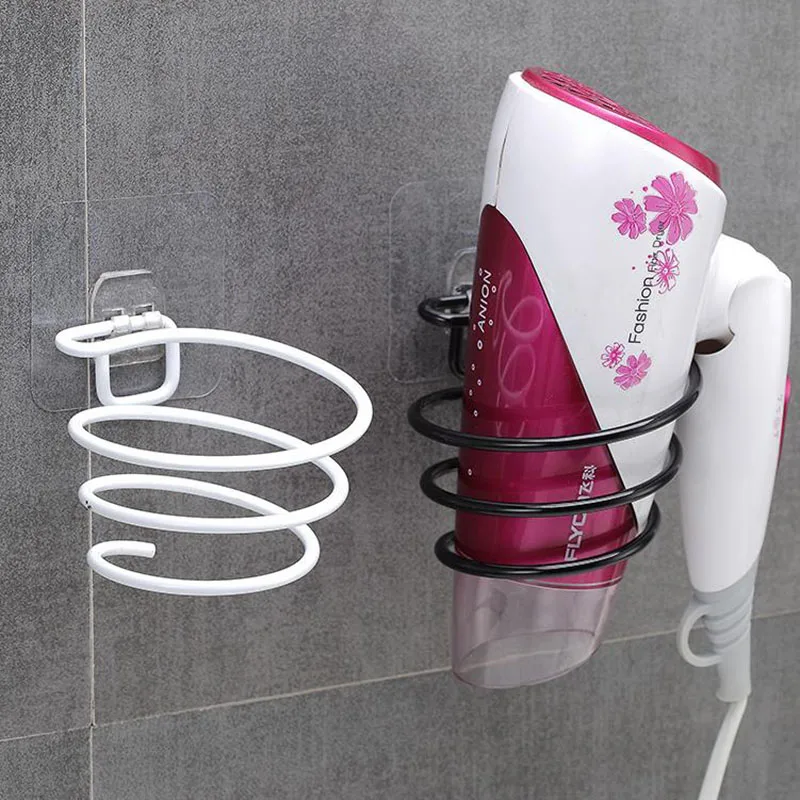 

2019 New Finish Wall Mounted Hair Dryer Stand Hotel Bathroom Shelves Shelf Storage Hairdryer Rack Holder Hanger