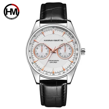 

Hannah Martin Luxury Brand Leather Strap Analog Men's Quartz Date Clock Fashion Casual Sports Watches Men Military Wrist Watch