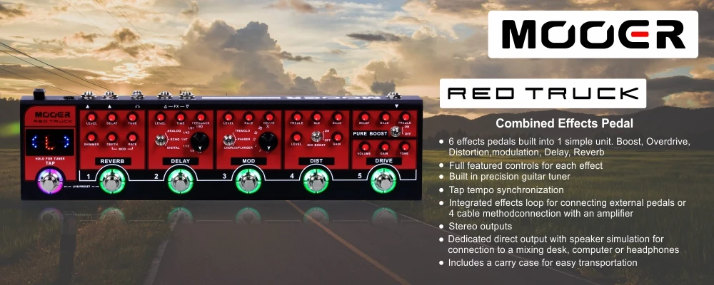 MOOER Red Truck комбинированная педаль эффектов с прецизионным гитарным тюнером Boost перегруз искажение модуляции задержка реверберации