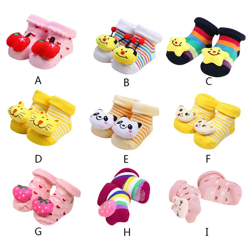 

Cartoon Newborn Sock Baby Girls Boys Anti-Slip Socks Cotton baby floor socks doll three-dimensional children socks