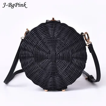 

New Bohemian straw bag for women, round straw rattan bag beach bag,Vintage shoulder bag, handmade