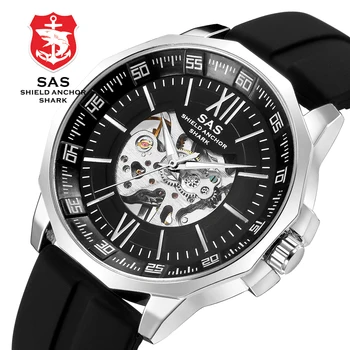 

SAS Mechanical Watch Men Brand New Waterproof Hand Wind Mechanical Watches Men Skeleton Sport Wristwatch Clock relogio masculino