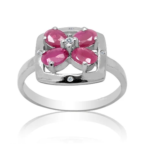 

2017 Qi Xuan_Fashion Jewelry_Red Stone Elegant Flower Woman Rings_S925 Solid Sliver Fashion Rings_Manufacturer Directly Sales