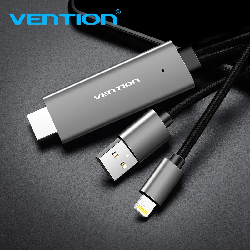 Vention HDMI Cable 2M USB to HDMI Converter Cable for iPhone 8 Pin to HDMI Digital AV Cable for iPhone 7 6S Android Support HDTV