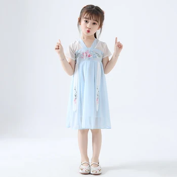 

Hanfu Costumes Children Tang Suit Chinese Ancient And Traditional Clothes Folk Dance Performance Dress Girls Hanfu Wear DQL636