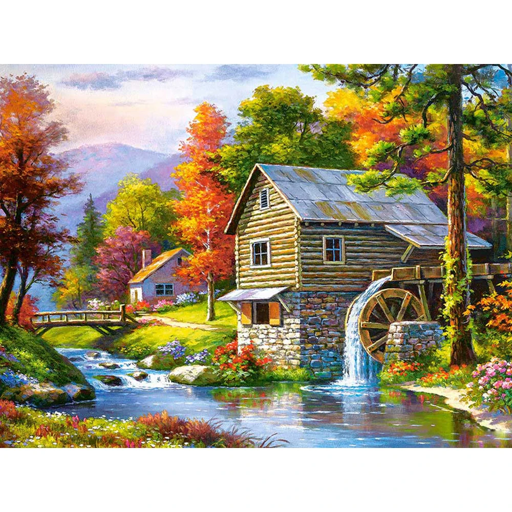 

Diamond Embroidery Landscape Handmade Diamond Painting Village Needlework Mosaic Cross Stitch Rhinestone Picture Home Decor a577