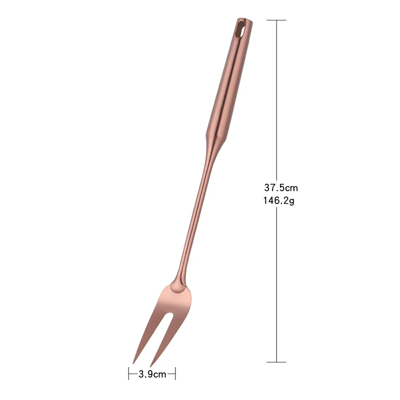 Нержавеющая сталь розовое золото кухонные принадлежности для приготовления пищи кухонная утварь набор лопатка для переворачивания литых ложек комплект посуды для ресторана посуда - Цвет: Fork
