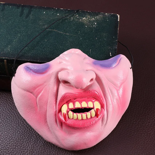 1PC Funny Half Face Vampire Cosplay Halloween Latex Mask Mouthmask Costume Accessory for Cosplay Halloween Masquerade