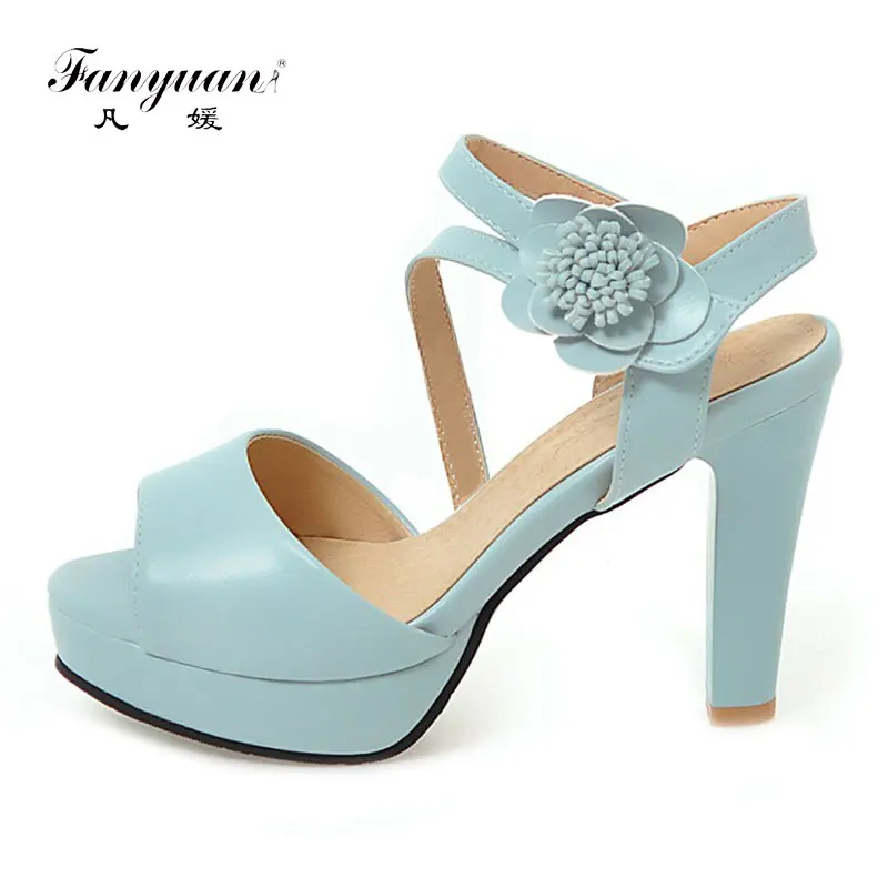 

Fanyuan Platform Sandals Women 'Summer Shoes Elegant Flower Buckle Ladies Block High Heels Sandals Open Toe Female's Footwear