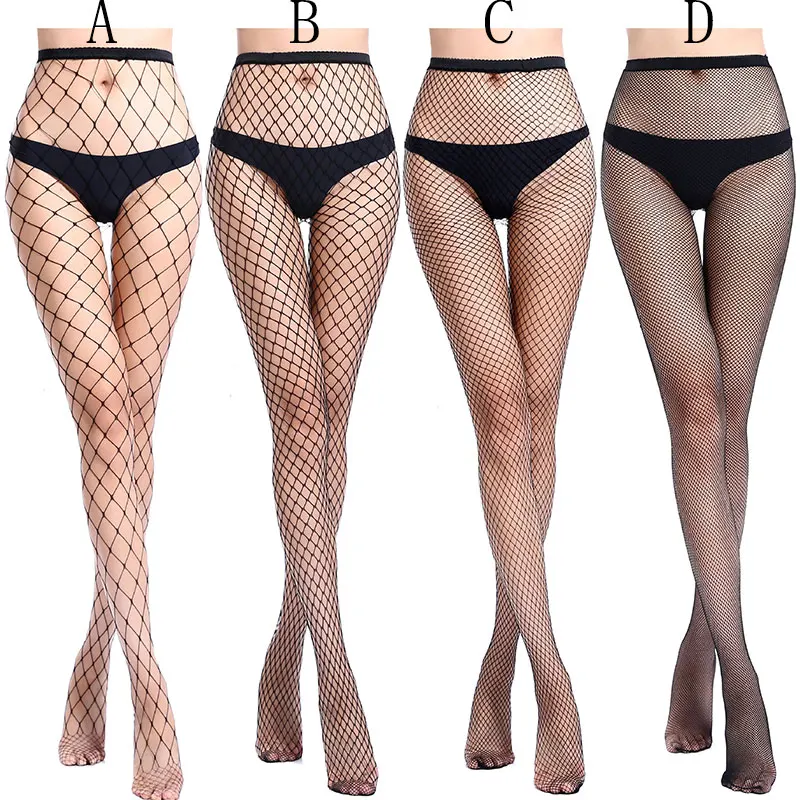 US $1.62 35% OFF|4PCS Plus Size Lingerie Porno Fishnet Stockings Club Party  Female Elastic Mesh Hollow Sexy Black Women Tights Stocking Bondage-in ...