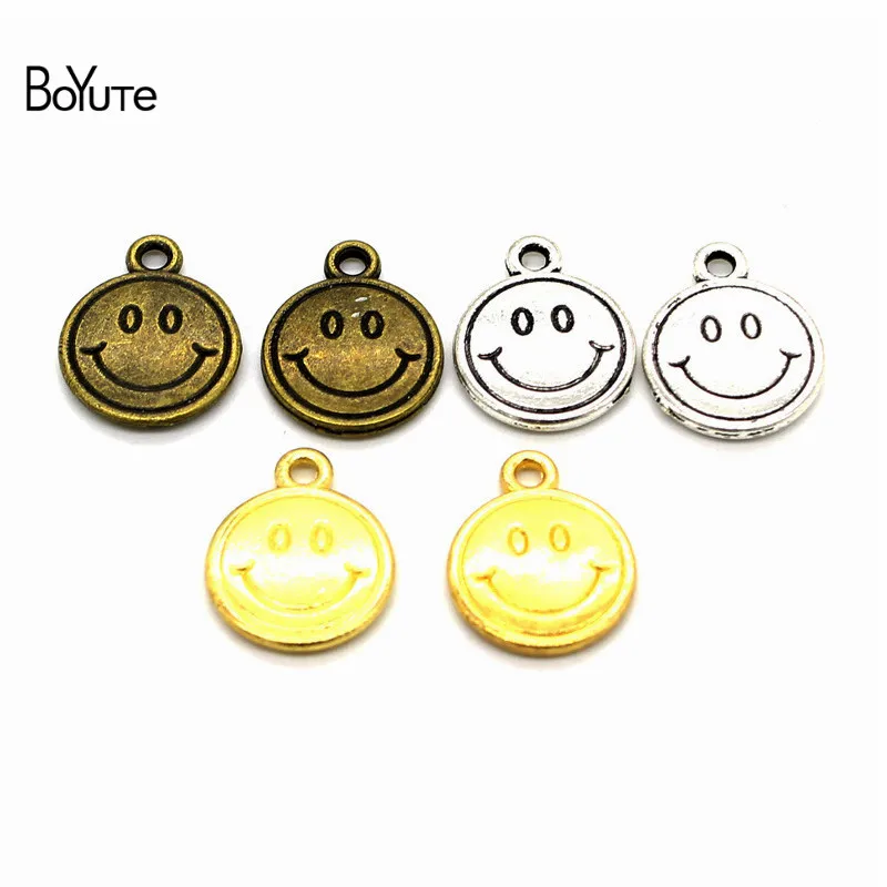 

BoYuTe (100 Pieces/Lot) Wholesale Vintage Style Smiley Face Charms Pendant Diy Metal Alloy Accessories for Jewelry Making