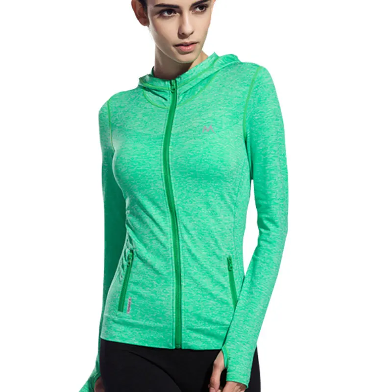 

BESGO Women's Quick-dry Gym Fitness Running Jogging Yoga Zip-up Jacket Seamless Outwear Woman Sports Hooded Sweatshirt Size S-L