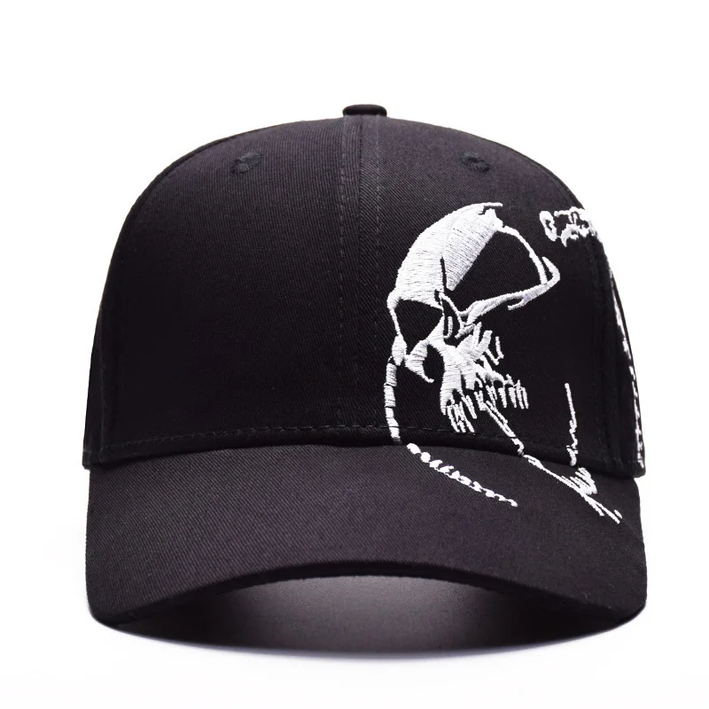 Fashion Unisex Black Skull Embroidery Baseball Cap Women High Quality Personality Hat Men Outdoor Sports Snapback Caps CP0125 (10)