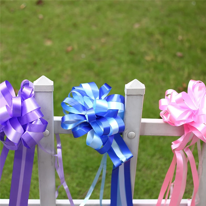 10pcs DIY Pull Bow Ribbons Wedding Birthday Party Decor Gift Packing Romantic Home Car Decor Pull Flower Ribbons Party Supplies (10)