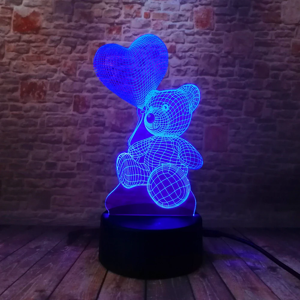 Ночник для детей 3D Светодиодная лампа Датчик изменения цвета светодиодный
