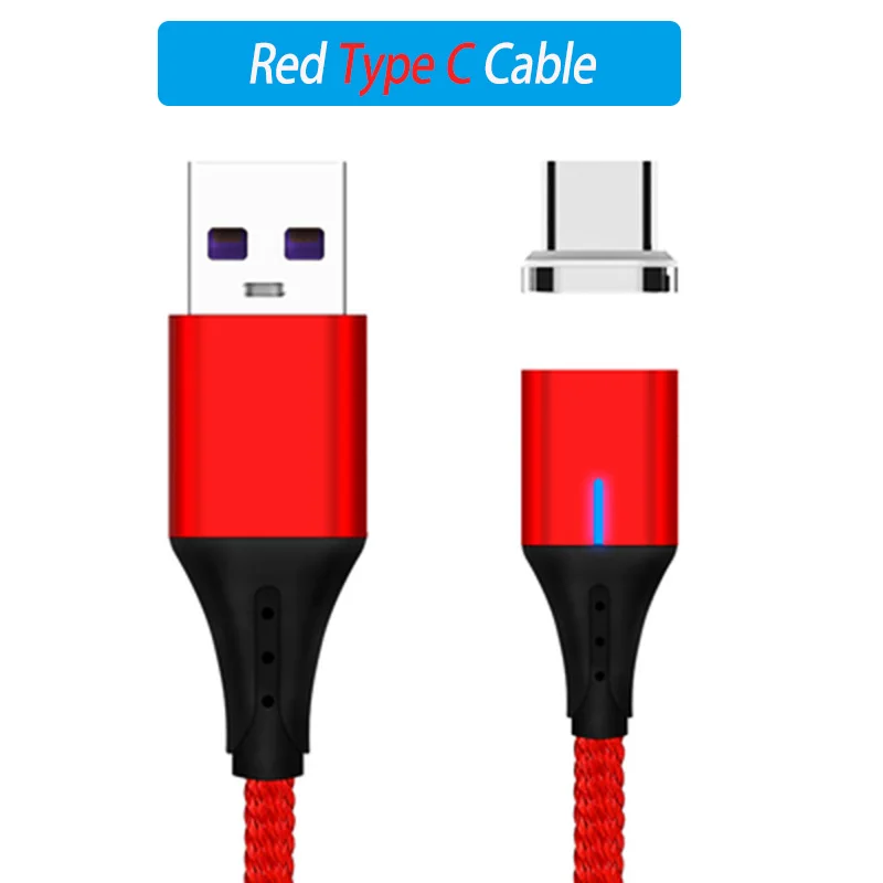 Магнитный Micro Usb type-C кабель 2 м. Быстрая зарядка 3,0 для samsung A70 A50 S9 S10+ Redmi Note 7 Pro type-C кабель для быстрой зарядки - Цвет: Red USB-C Plug