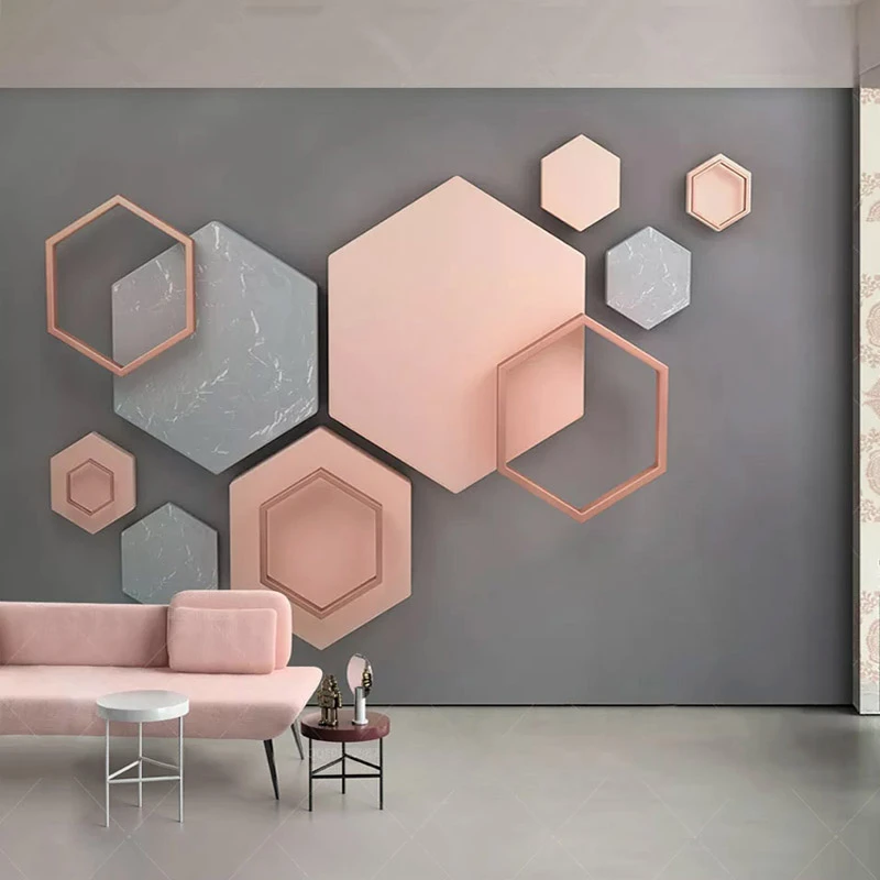 3d Stereo Hexagonal Geometric Mural Wallpaper Modern Simple Creative Art Wall  Painting Living Room Tv Background Wall Decor 3 D - Wallpapers - AliExpress