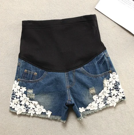 

2019 New Plus Size XXL Summer Short Maternity Lace Jeans Pants For Pregnant Women Clothing Pregnancy Clothes Shorts Belly Jeans