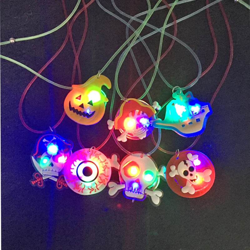 

20pcs/lot Kids Cartoon LED Glowing Necklace Flashing Halloween necklace Light-up Toys For Party Decor Favors decoration supplies