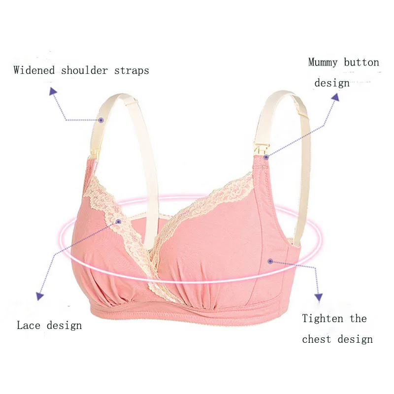 Бюстгальтеры для кормящих женщин, беспроводной бюстгальтер для кормящих на пуговицах спереди, кружевной бюстгальтер для беременных, регулируемый бюстгальтер из чистого хлопка, hYFZ0009