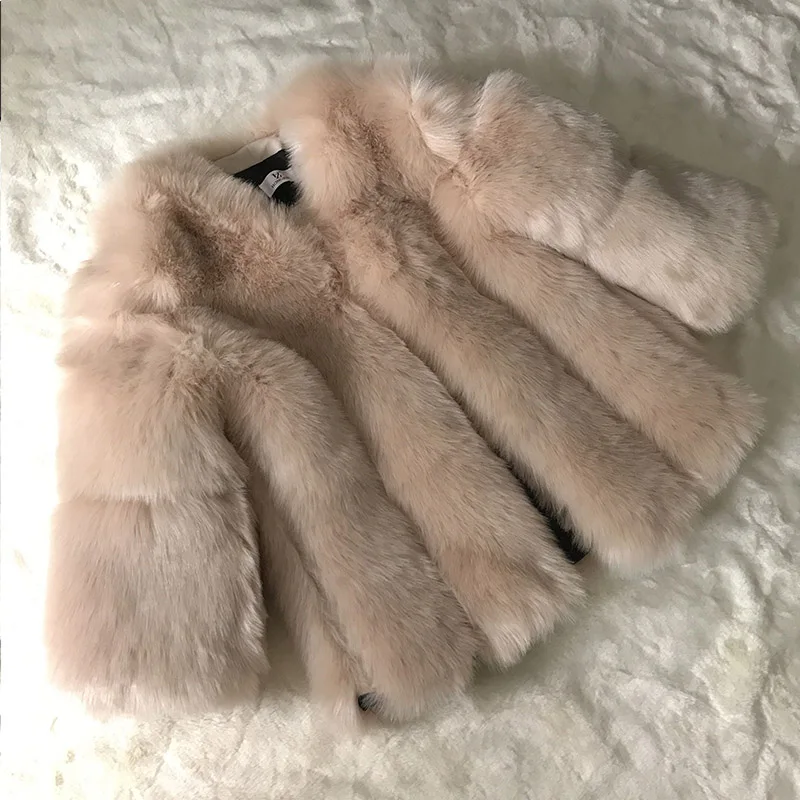 Новое зимнее розовое меховое пальто Женская мода меховые Шубы из искусственного лисьего меха искусственный мех короткая серая куртка искусственный мех жилет черный PC237 - Цвет: khaki