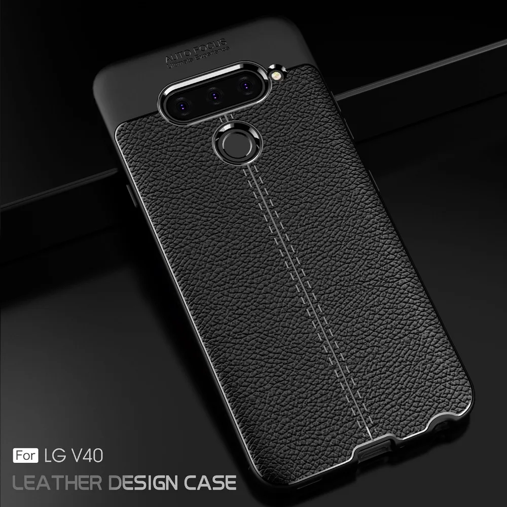 Для LG V40 чехол для thinq роскошный мягкий силиконовый ударопрочный кожаный ТПУ