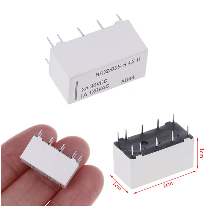 Новое поступление 5 в катушечное реле фиксации DPDT 30VDC 2A 1A 125VAC HFD2/005 S L2 D Realy|Реле| |