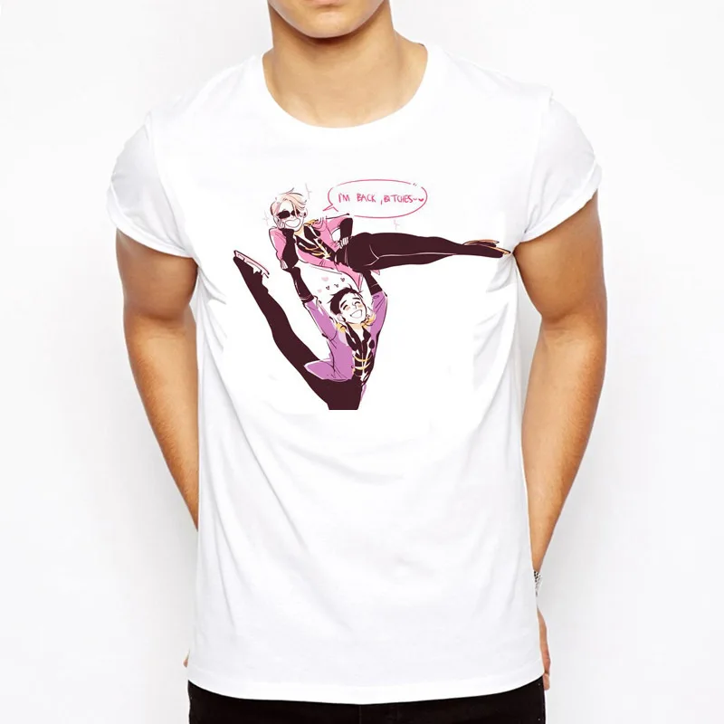 Аниме футболка мужская футболка мода yuri on ice футболка с круглым вырезом белые футболки с принтами на русские мотивы для мужчин Забавные футболки M8080