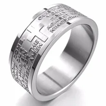 Мужское кольцо из нержавеющей стали, ширина 8 мм, серебряное, английские библейские лорды, молитвенный крест, размер