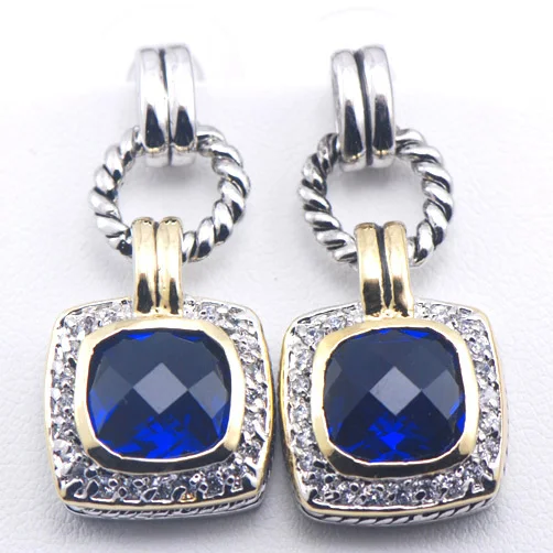 

New Blue Crystal Zircon Woman 925 Sterling Silver Crystal Earrings TE385