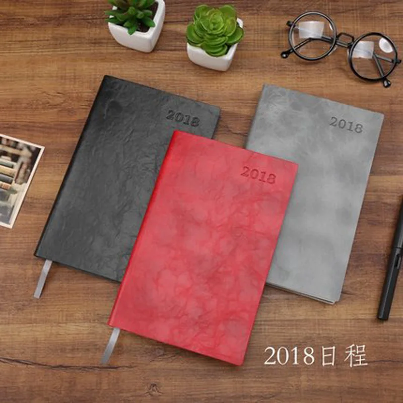2018 A5 Notebook Monthly Plan Calendar Monthly Plan PU Leather Diary Note Stationery Periodical Schedule Travel Planbook Year