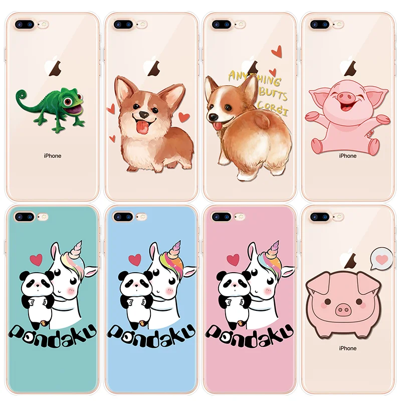 

Cute Cartoon Animal Dog Pig Unicorn Panda Case For iPhone 7 8 Plus 6 6S SE X XS MAX XR Soft Cover For Google Pixel 2 3 XL Coque