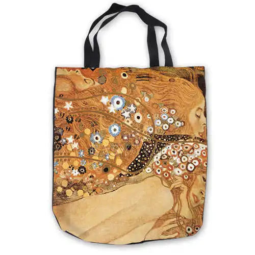  Custom Canvas Gustav_Klimt_ (1) Tote Hand Bags Shopping Bag Casual Beach HandBags Foldable 180911-0