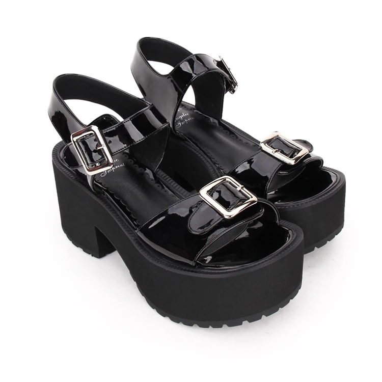 Обувь на платформе в готическом стиле «лолита» с принтом Ангелика сандалии в стиле Лолиты на танкетке в стиле панк Размеры 35-46 8477