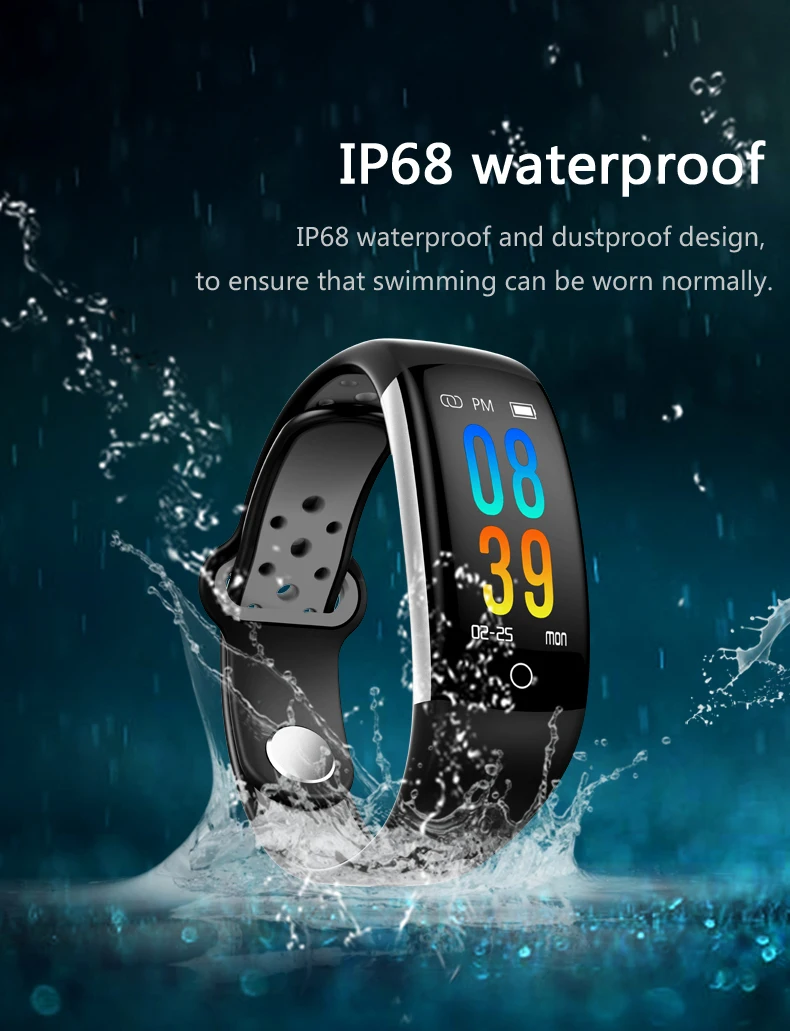 EXRIZU Q6 Smart Wrsitband Фитнес браслет монитор сердечного ритма Sport Band IP68 Водонепроницаемый сна трекер для iOS и Android