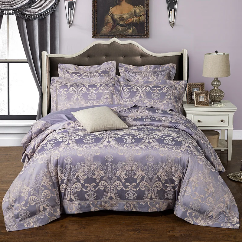 

New Fashion Home textile Wedding Jacquard silk Bedding set Luxury Satin Quilt/Duvet cover/ bed linen bedclothes set
