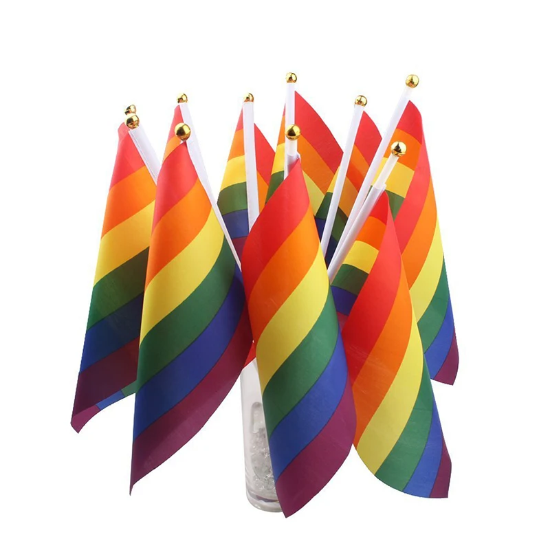 3 размера цветной Радужный Флаг полиэстер про ЛГБТ для геев гей Прайд мира Флаги и баннер для геев дружественные гомосексуальные вечерние украшения для дома