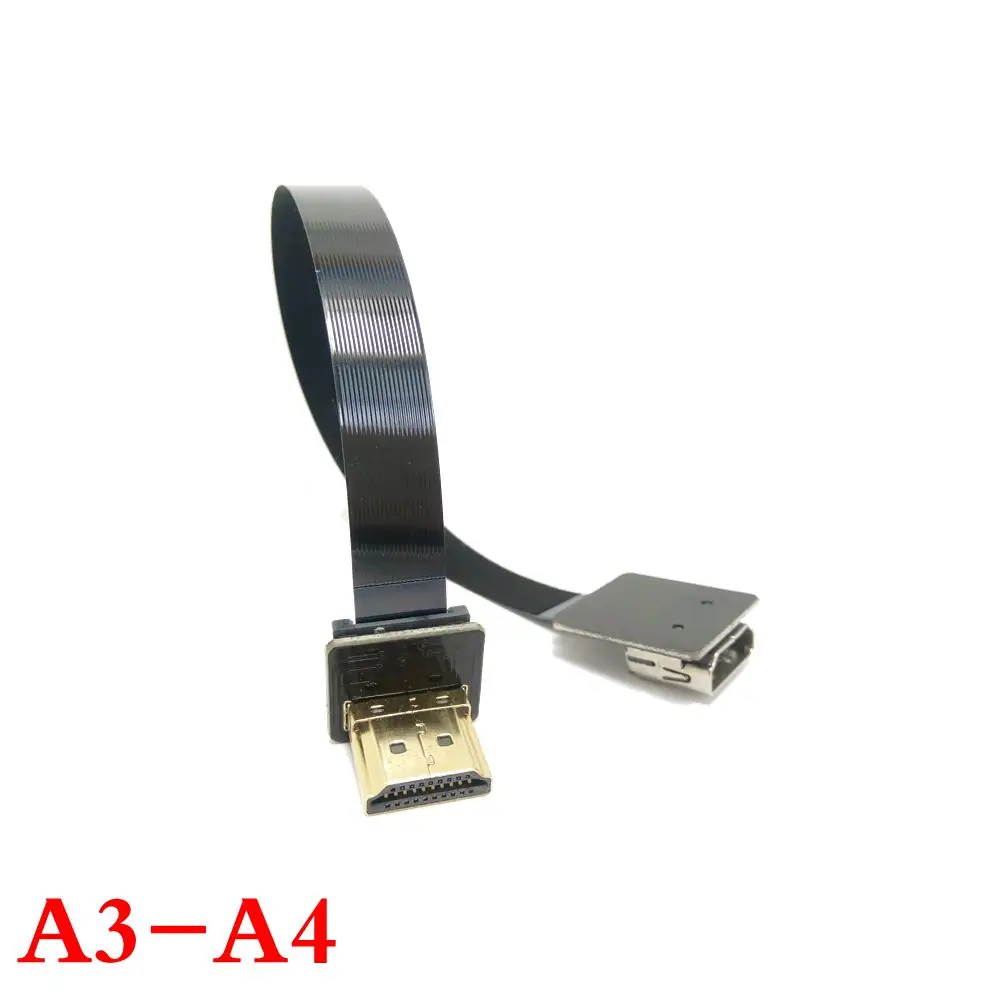 10cm-100cm FPV HDMI Type A Male & Female to Down & UP Angled 90 Degree HDTV FPC Flat Cable for Multicopter Aerial Photography