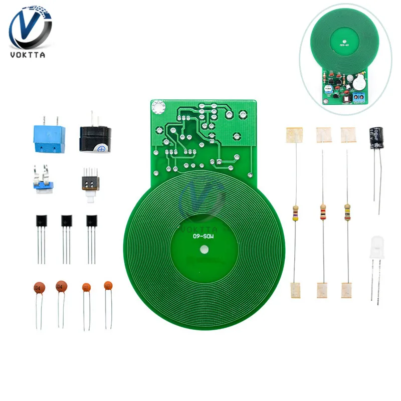 DIY Kit модуль металлоискателя DIY электронная часть DC 3 V-5 V 60mm Бесконтактный датчик доска металлоискатель комплект с Чехол для батареи - Цвет: Type 1