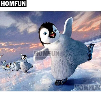 

HOMFUN Full Square/Round Drill 5D DIY Diamond Painting "Animal penguin" Embroidery Cross Stitch 5D Home Decor Gift A01814