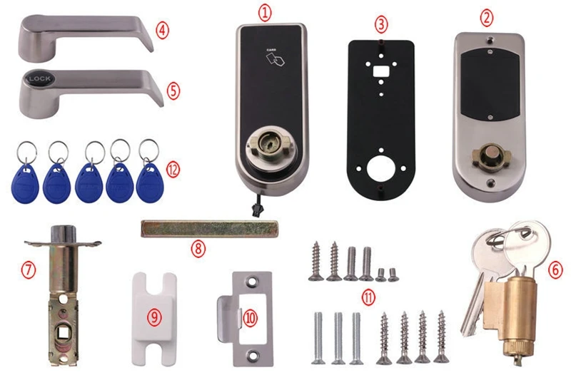 Smart Touch Screen Electronic Door Lock Password, 5 Cards, 2 Keys, Digital Code ID Card Keyless Latch Bolt Lock 2