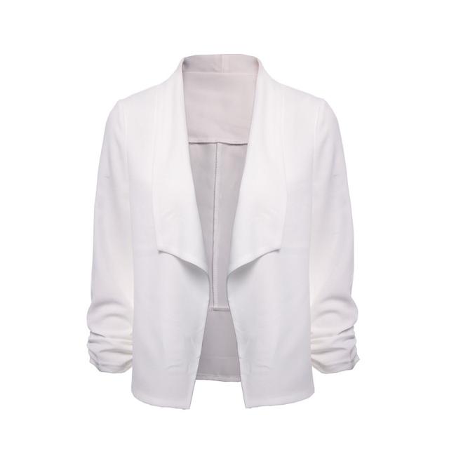 2018 Spring thin Slim Fit Women Formal Jackets 3/4 Sleeve Blazer Office Work Solid Ladies Short Blazer Coat Hot Sale Fashion