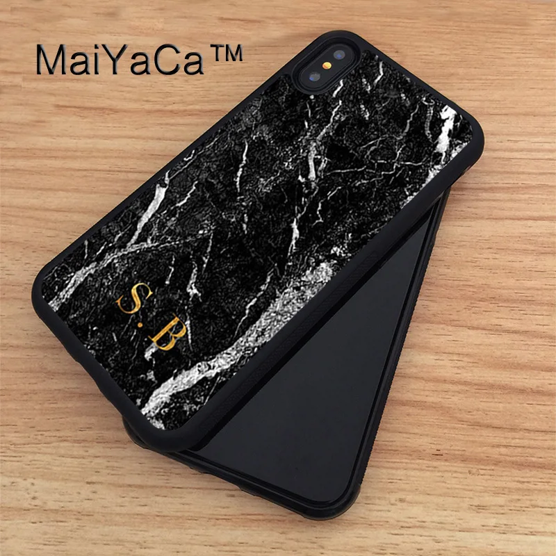 

MaiYaCa Monogram marble Gold initials Custom Full Protective Case for iPhone X TPU & PC Back Cover For Apple iPhone X Case New